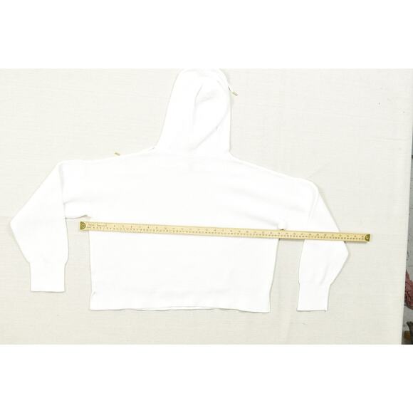 Michael Kors Women's White Waffle Knit Hoodie Sweatshirt Regular Size L - Picture 4 of 8